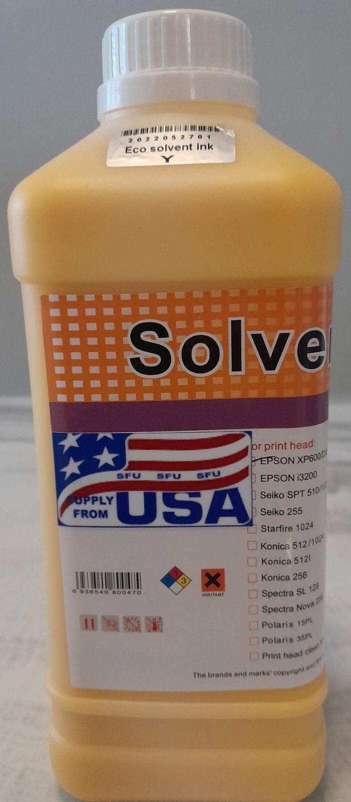Yellow Eco Solvent Ink Roland Mutoh Mimaki DX4 DX5 DX6 DX7 XP600 TX800 I3200 L1800