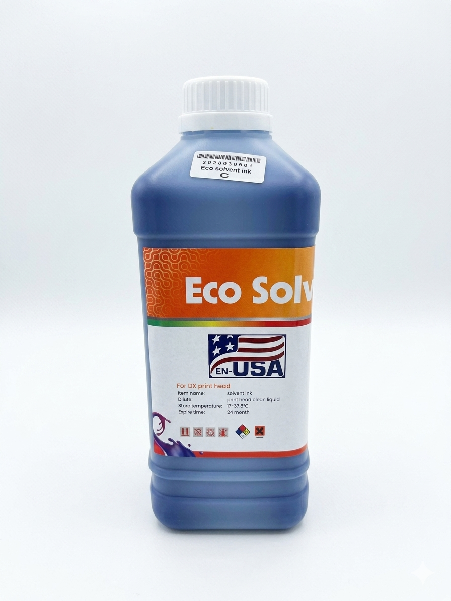 Cyan Eco Solvent Ink Roland Mutoh Mimaki DX4 DX5 DX6 DX7 XP600 TX800 I3200 L1800