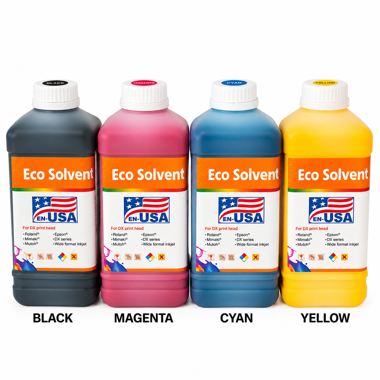 Eco solvent Ink DX4 DX5 DX6 DX7 Roland Mimaki Mutoh printers 4 liter En-USA
